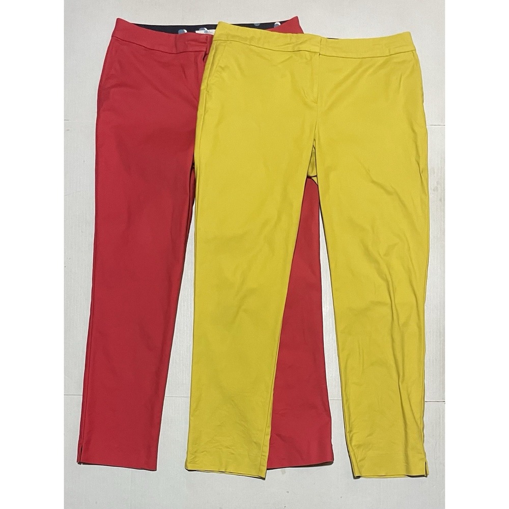 Boden (Lot Of 2) Womens Straight Leg Dress Pants Yellow Red Size 14L X 29 Preppy